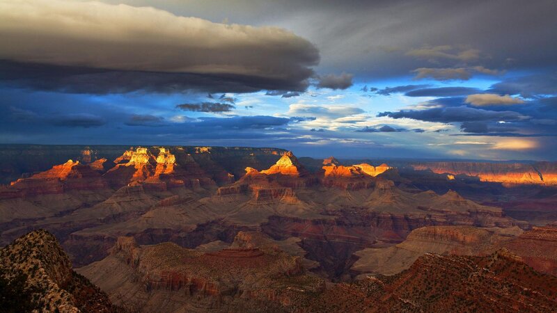 Grand Canyon Landscape — Orange, Dramatic, Sunset, Photograph, Mountains