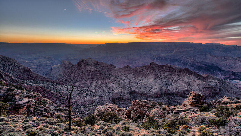 Grand Canyon Landscape — Orange, Dramatic, Sunset, Photograph, Sky