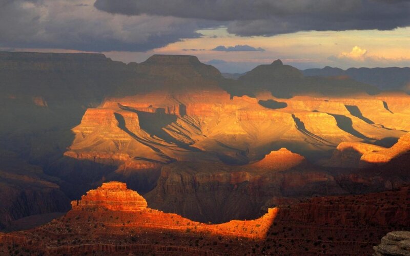 Grand Canyon Landscape — Orange, Dramatic, Sunset, Photograph