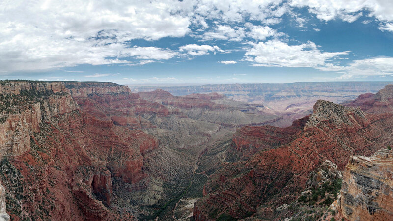 Grand Canyon Landscape — Red, Dramatic, Afternoon, Photograph, Cliffs, Sky