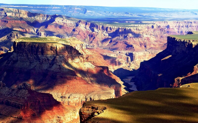 Grand Canyon Landscape — Red, Dramatic, Afternoon, Photograph, River, Cliffs, Sky, Brown