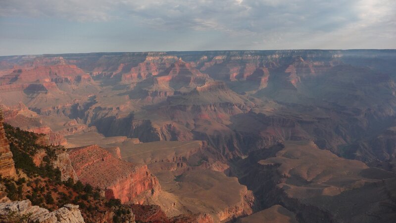 Grand Canyon Landscape — Red, Dramatic, Afternoon, Photograph, Rock Formations, Sky, Brown, Gray