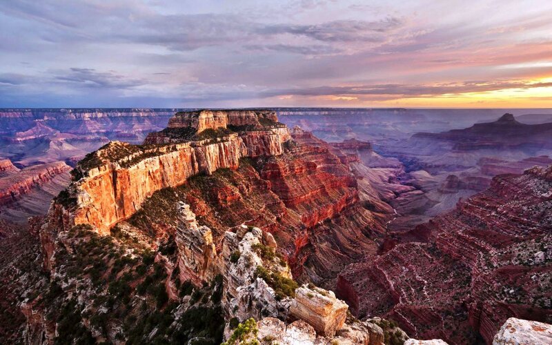 Grand Canyon Landscape — Red, Dramatic, Sunset, Photograph, Cliffs
