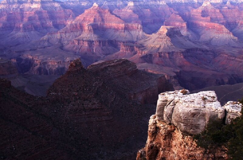 Grand Canyon Landscape — Red, Dramatic, Sunset, Photograph, Rock Formations, Sky