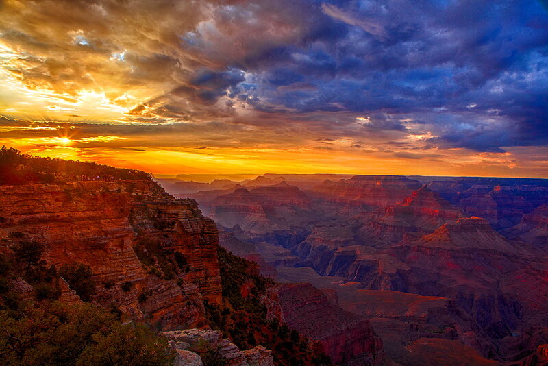 Grand Canyon Sunset — Orange, Dramatic, Photograph, Sky