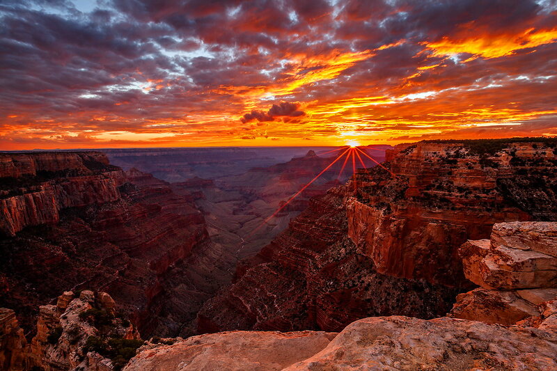 Grand Canyon Sunset — Orange, Dramatic, Photograph, Sun