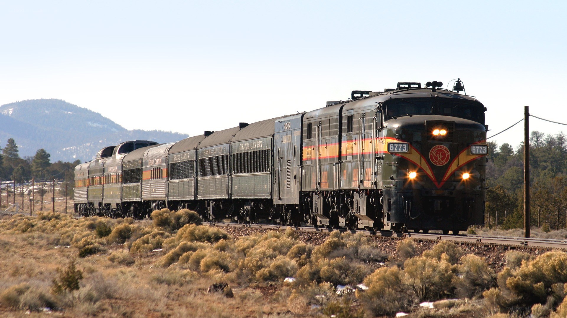 Grand Canyon train in desert