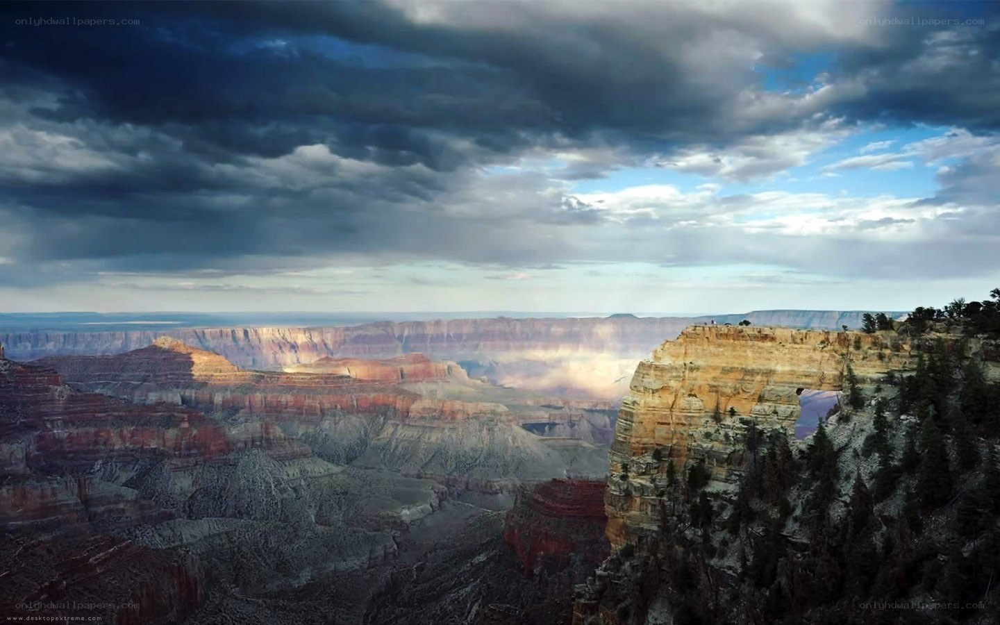Grand Canyon under stormy sky