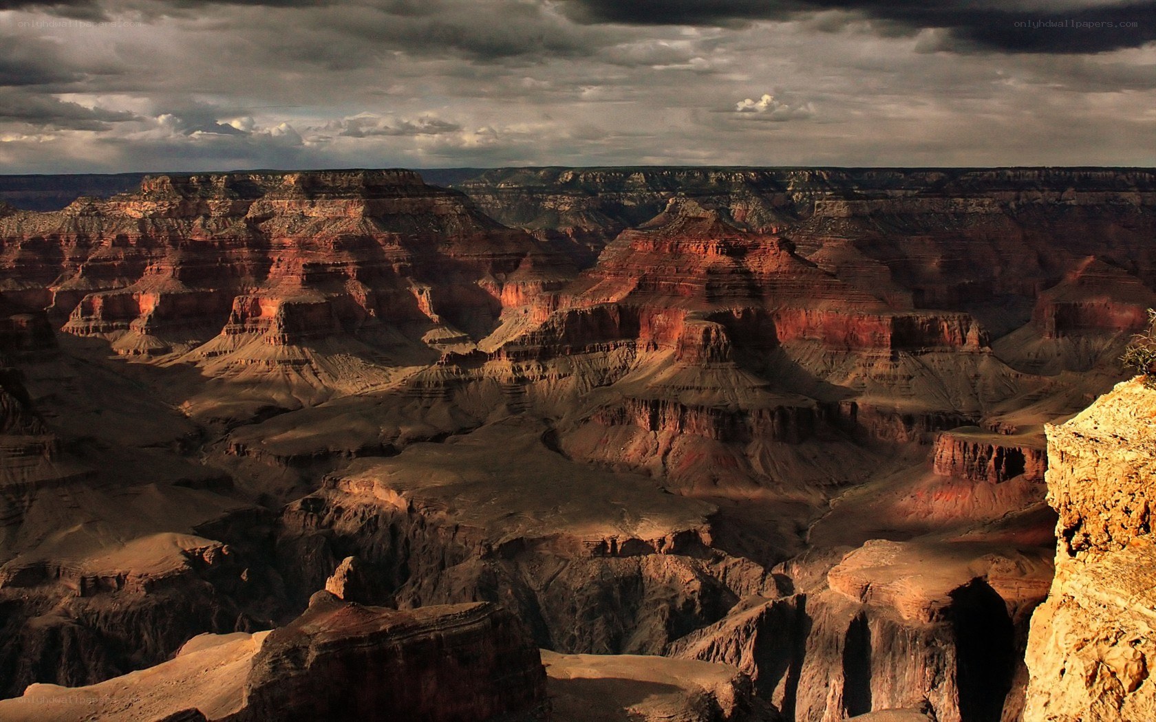 Grand Canyon under stormy sky