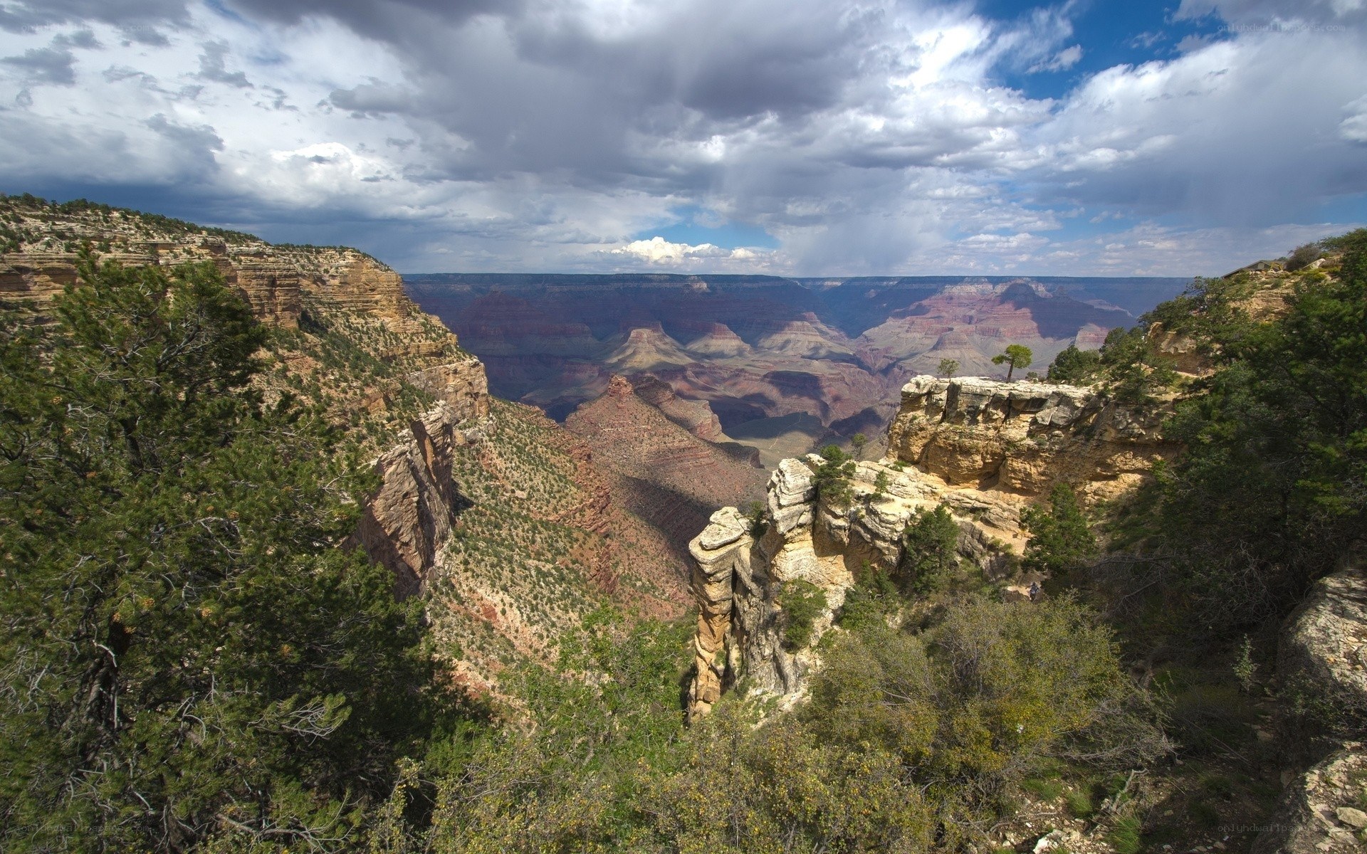Grand Canyon vista under stormy sky
