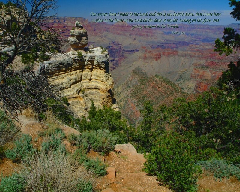 Grand Canyon vista with scripture