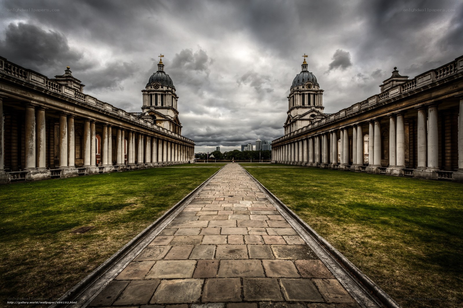 Grand courtyard with domed buildings