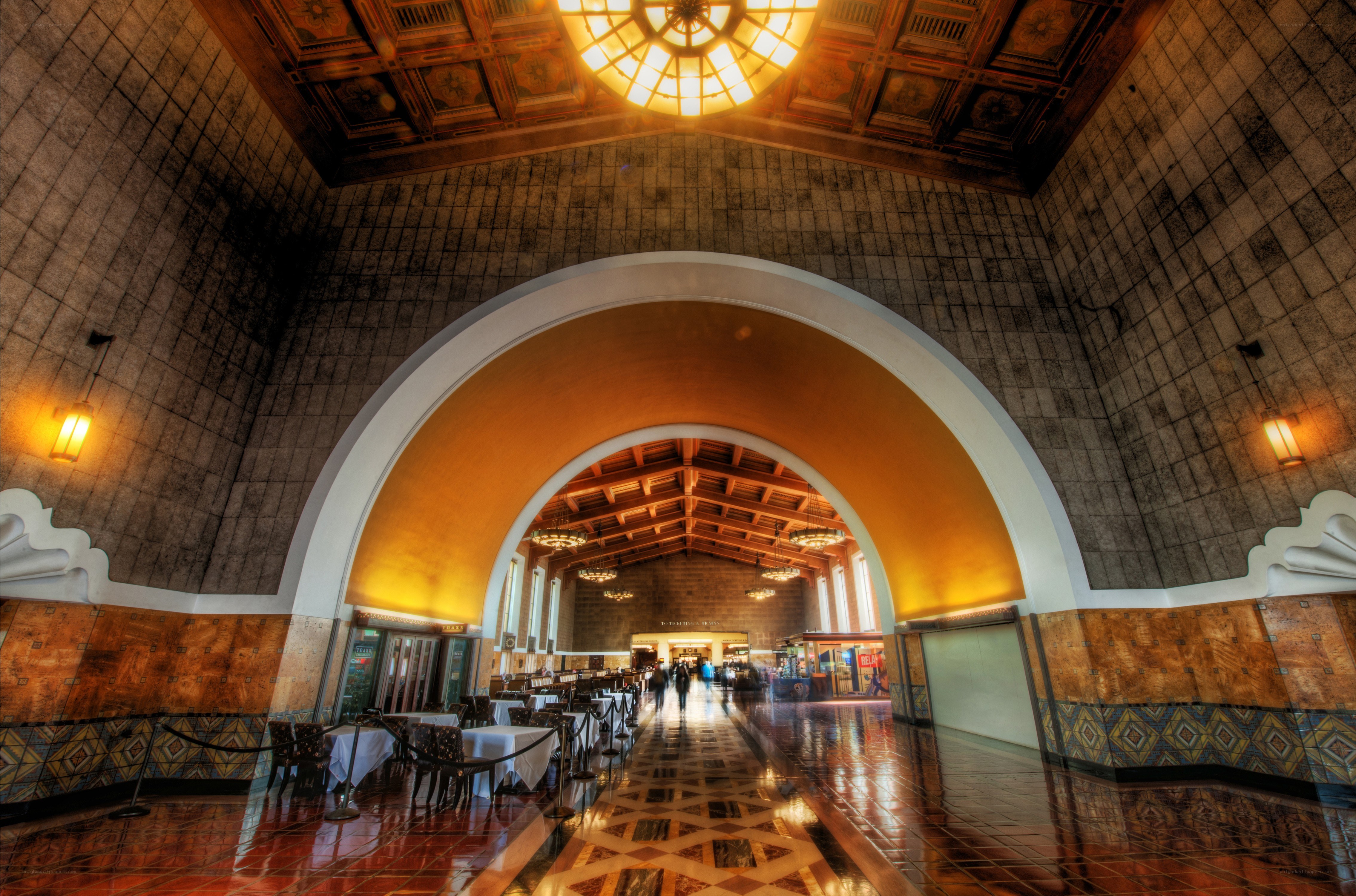 grand hall with arched ceilings