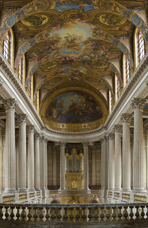 Grand hall with ornate ceiling