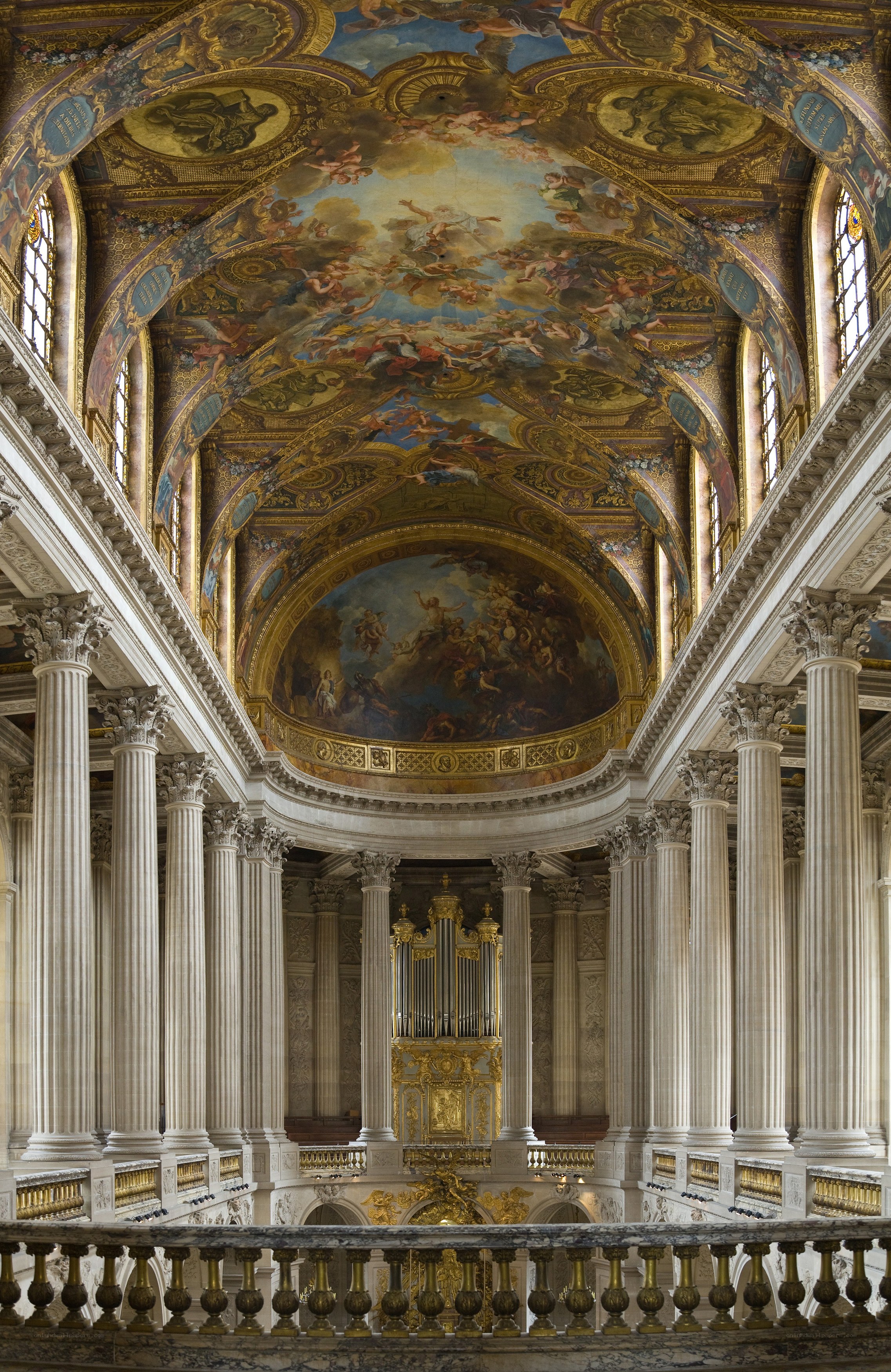 Grand hall with ornate ceiling
