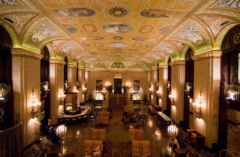 Grand hotel lobby interior