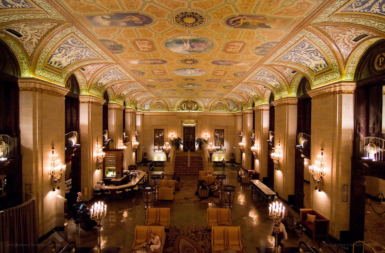 Grand hotel lobby interior