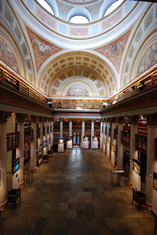 grand library hall with dome
