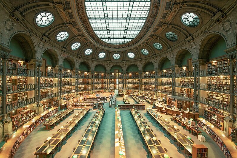 Grand Library Interior — Brown, Serene