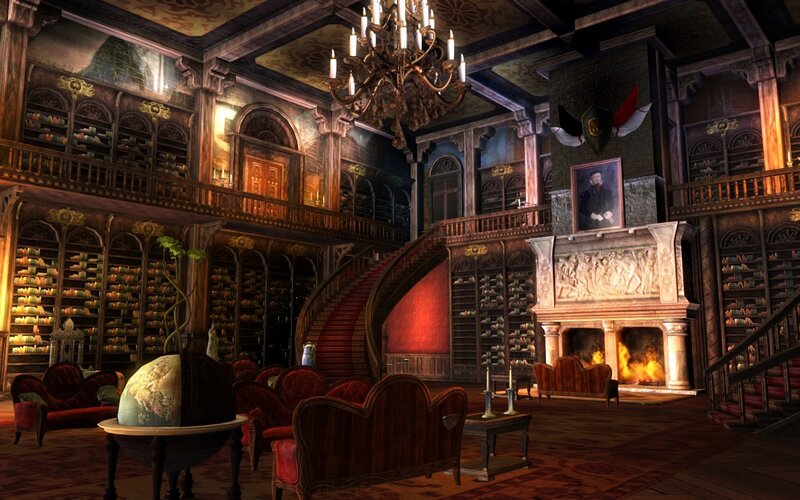 Grand Library Interior — Brown