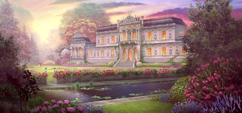 Grand Mansion in Garden — Purple