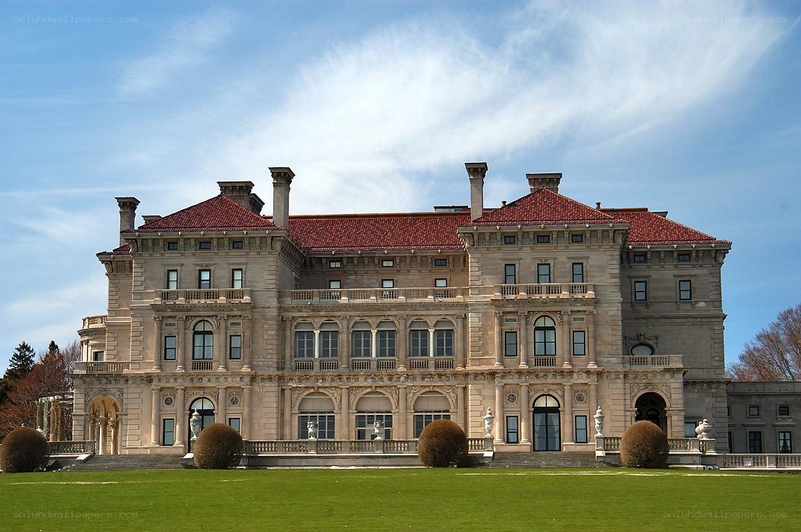 grand mansion with red roof