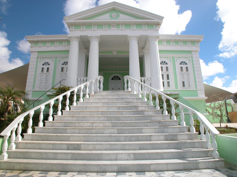 grand marble staircase to a classical building