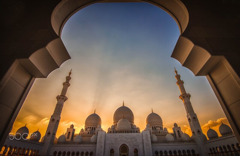 Grand Mosque at Sunset — White, Serene
