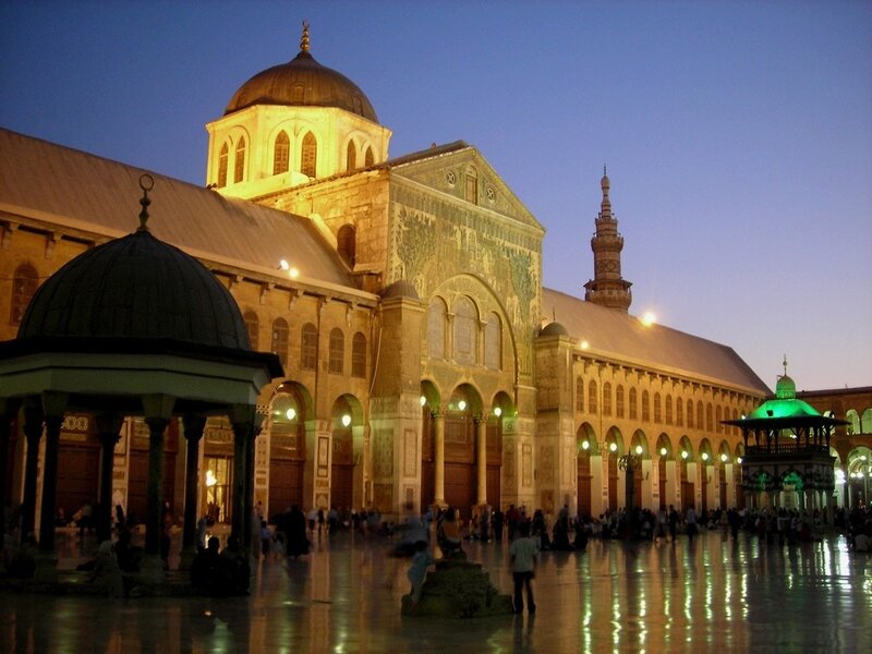 Grand Mosque of Damascus at dusk
