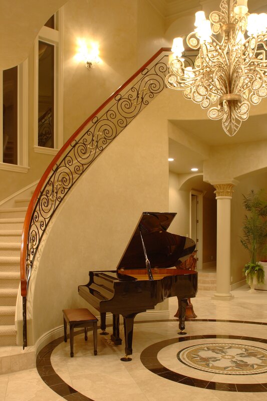 Grand piano in elegant foyer