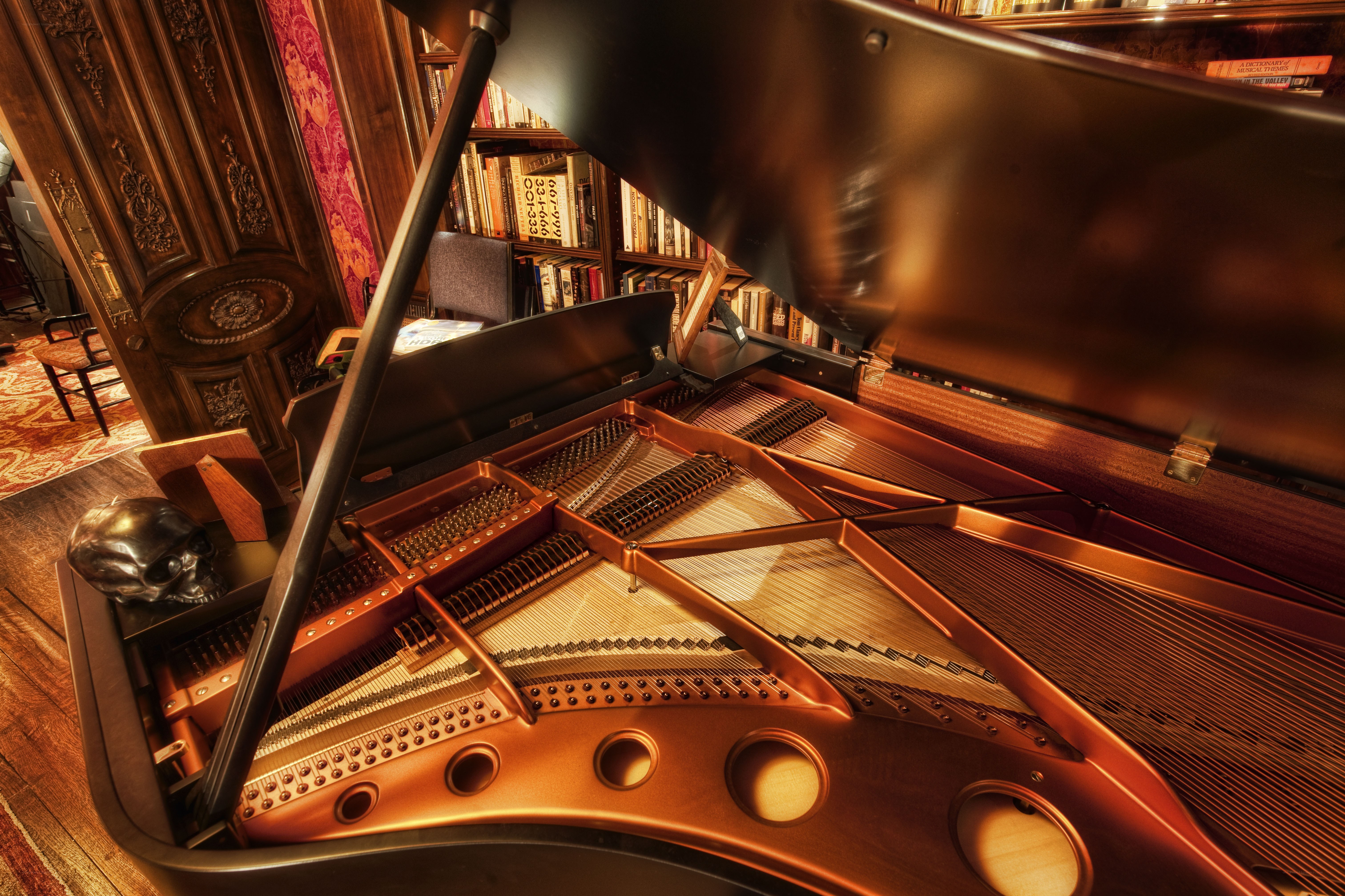 grand piano in library