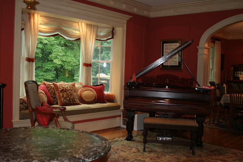 Grand Piano in Living Room — Red