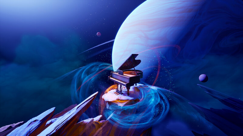 Grand Piano in Space