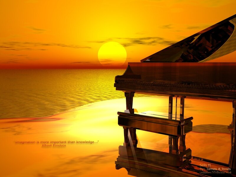 Grand Piano on Beach — Orange
