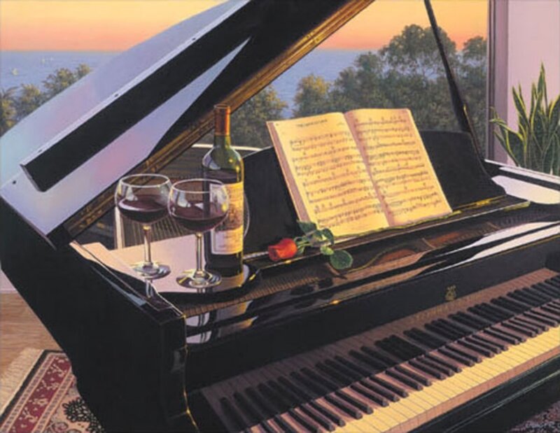 Grand Piano with Wine