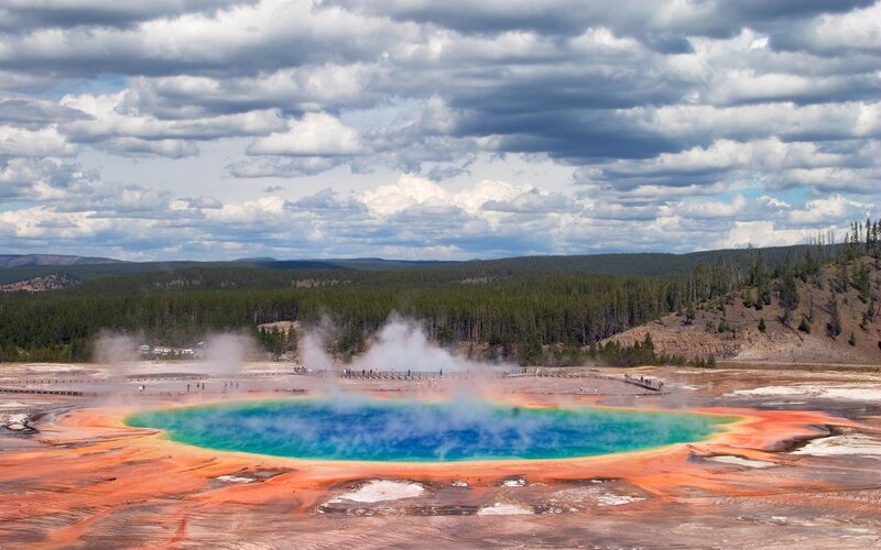 Grand Prismatic Spring — Blue, Dramatic, Afternoon, Photograph, Forest