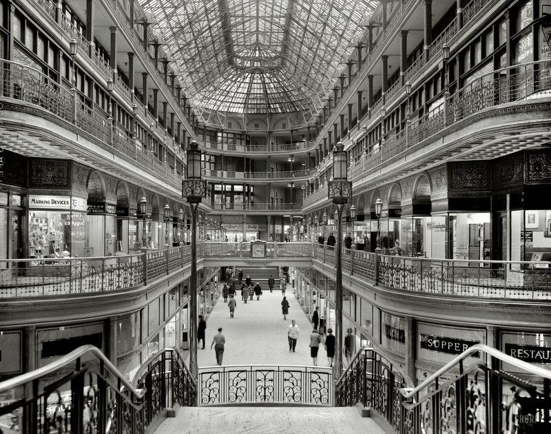 Grand shopping arcade interior