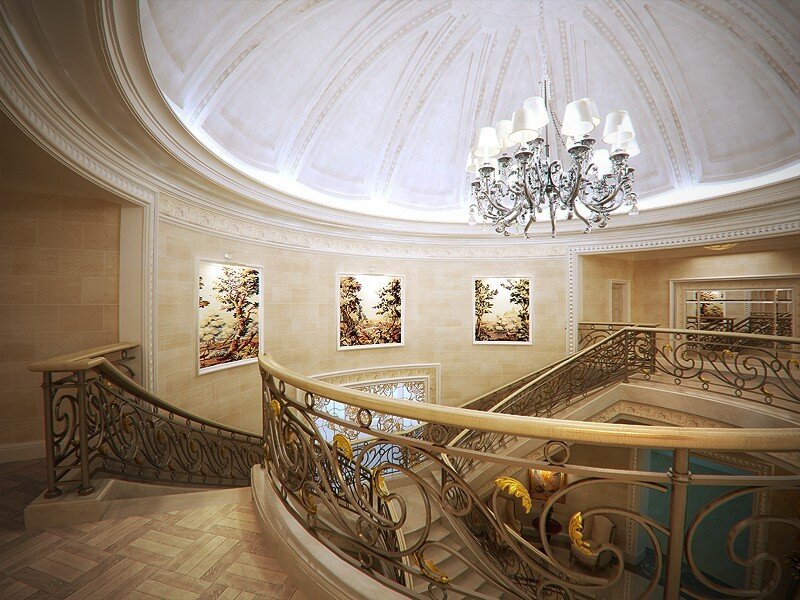 Grand Spiral Staircase — Beige, Opulent