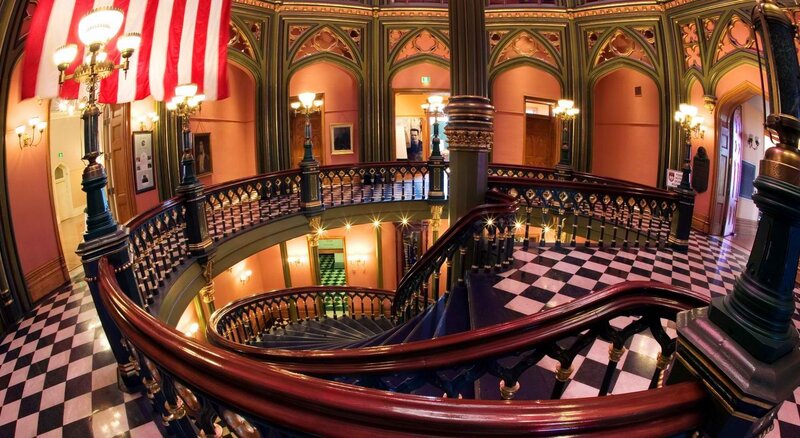 grand spiral staircase interior