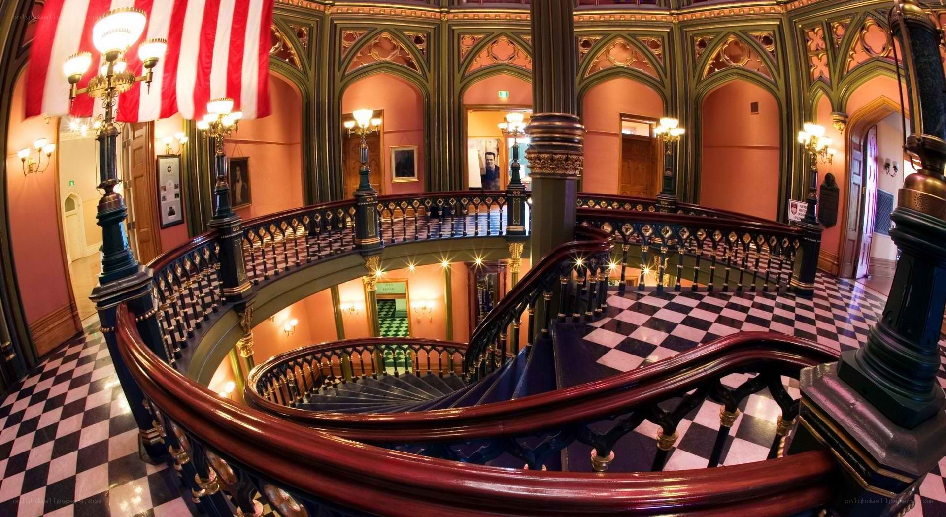 grand spiral staircase interior