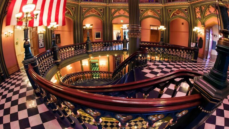 grand spiral staircase interior