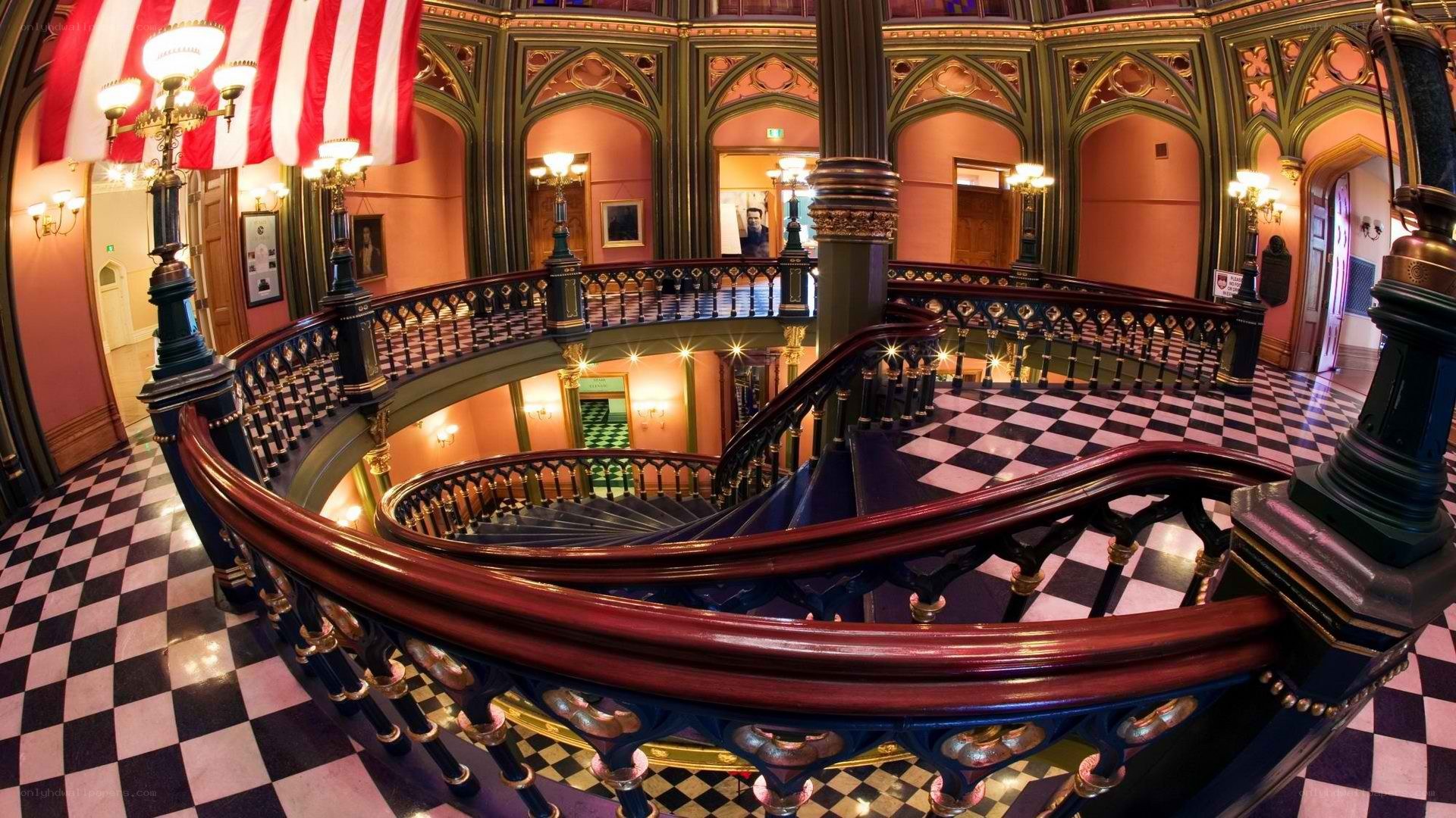 grand spiral staircase interior