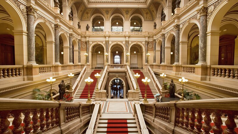 Grand staircase in a historic building