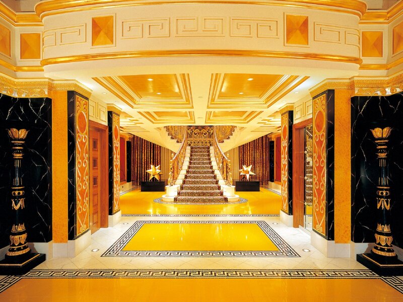 Grand Staircase Interior — Gold, Opulent