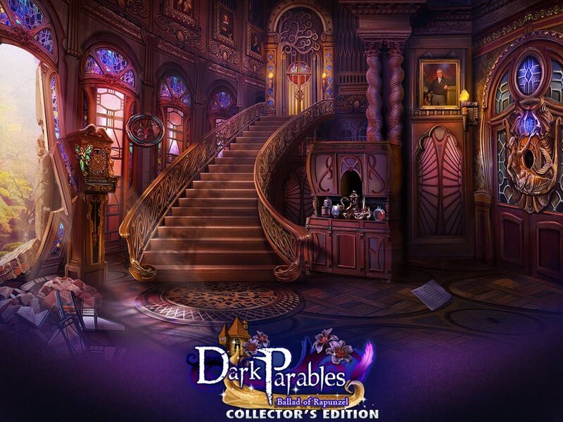 Grand Staircase Interior — Purple, Dramatic, Digital Art