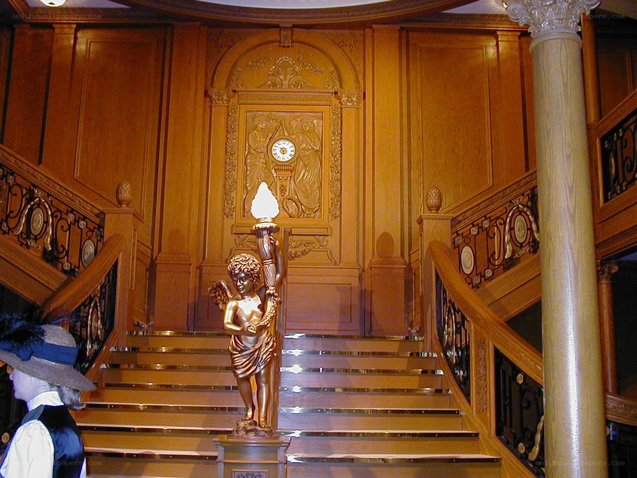 Grand staircase with cherub statue