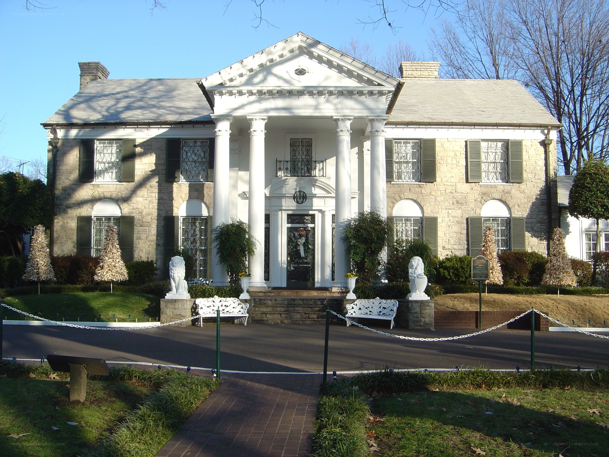 grand stone mansion with columns