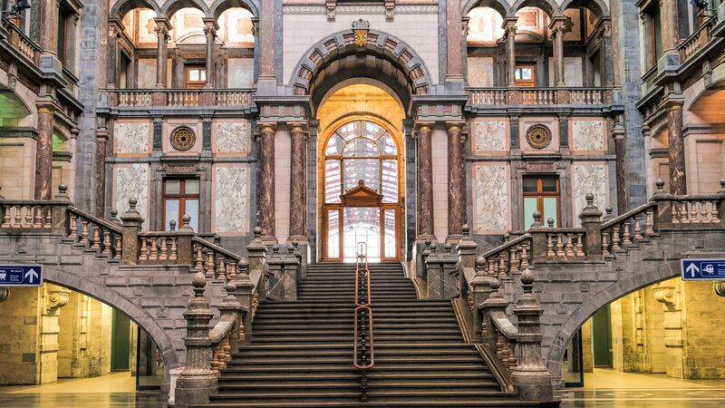 Grand Stone Staircase — Gray
