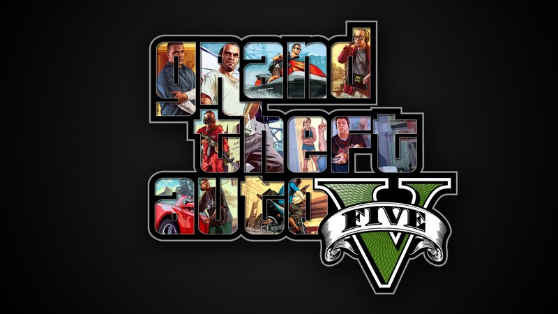 Grand Theft Auto V Logo — Black, Dramatic