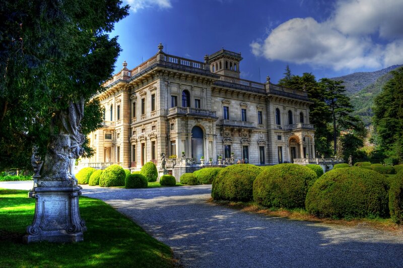 Grand villa with manicured gardens